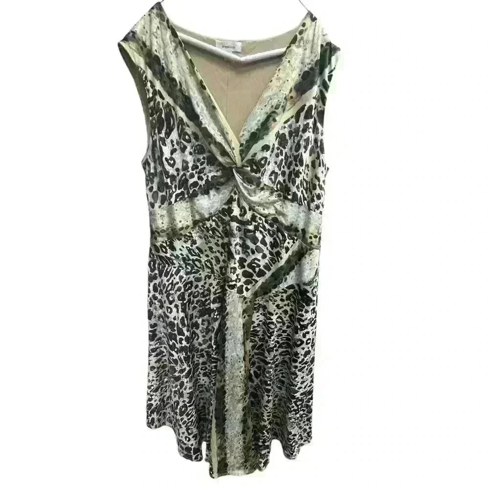 Vintage Cheetah / Leopard Animal Print Dressbarn Dress Size 20 Sleeveless
